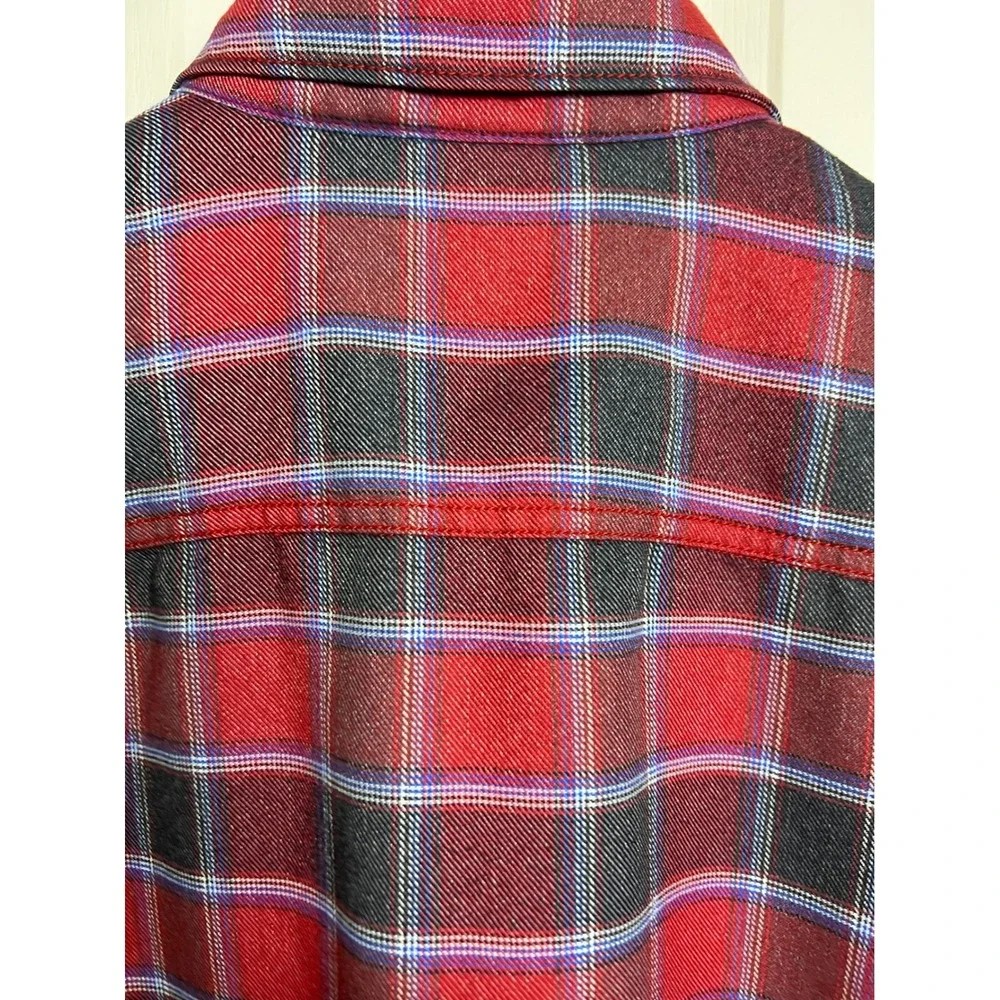 The North Face Plaid Flannel Shirt Mens XXL‎ Red Grey Long Sleeve Button Up C19